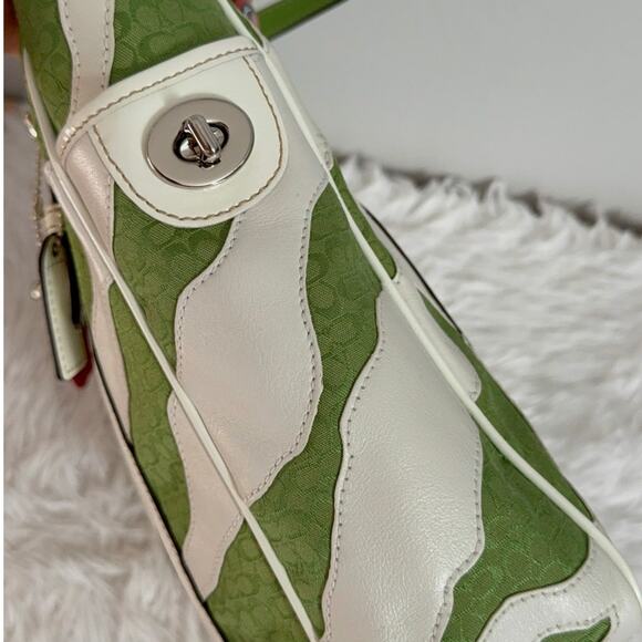 y2k Coach Vintage 2006 Green Zebra Strips Print Tote - Picture 3 of 9